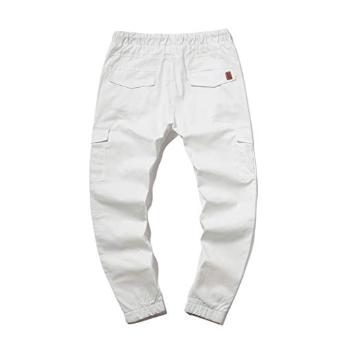 QUICKLYLy Pantalones Vaqueros Hombre Rotos Baratos Pitillo Elasticos Skinny Ajustados Trekking Casual Chandal Montaña Moto Slim Fit Modernos Chaqueta,Chándal Casuales Bolsillos Holgados(Blanco,M)