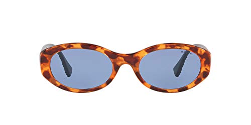 Ralph by Ralph Lauren Gafas de sol ovaladas Ra5278 para mujer, Shiny Sponged Havana/Light Blue,