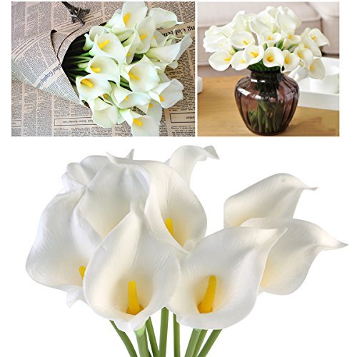 Ramos de flores de la boda Winomo 10ST Calla Lily flores paquetes artificial PU de la novia de la boda ramos