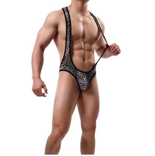 RCBHSD Ropa Interior Sexi Erótica de Hombres Pijama Bodys Semitransparente Mankini Thong Lencería Monos Perfecto para cosplay, discoteca, bar, noche de lencería o clubwear.(Color:黄色,Size:M)