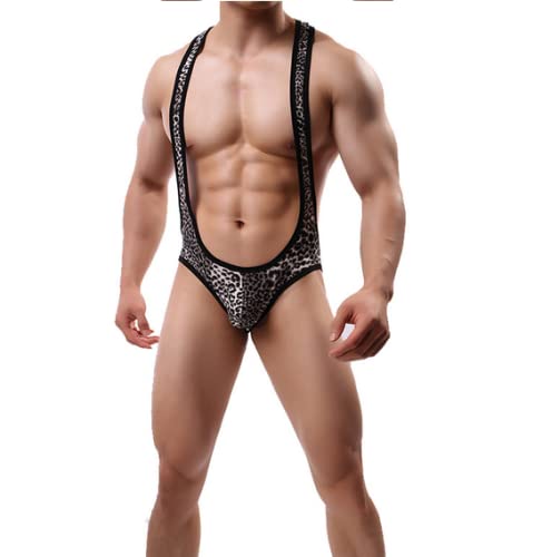 RCBHSD Ropa Interior Sexi Erótica de Hombres Pijama Bodys Semitransparente Mankini Thong Lencería Monos Perfecto para cosplay, discoteca, bar, noche de lencería o clubwear.(Color:黄色,Size:M)