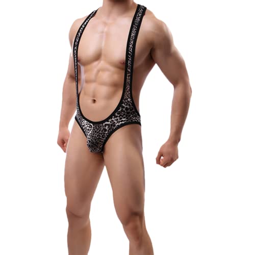 RCBHSD Ropa Interior Sexi Erótica de Hombres Pijama Bodys Semitransparente Mankini Thong Lencería Monos Perfecto para cosplay, discoteca, bar, noche de lencería o clubwear.(Color:黄色,Size:M)