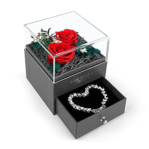 Real Rosa Eterna Hecha a Mano Preservada con Amor, Rosas Preservadas Naturales a Domicilio Rosas Eterna,Beauty and Regalos Magicos Decoración Día de San Valentín Aniversario Bodas Románticos para Ella