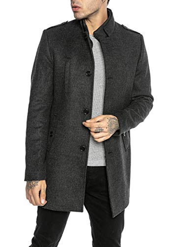 Redbridge Abrigo elegante de Hombre Chaqueta larga Slim Fit Classy Understatement Gris XXL