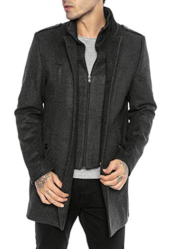 Redbridge Abrigo elegante de Hombre Chaqueta larga Slim Fit Classy Understatement Gris XXL