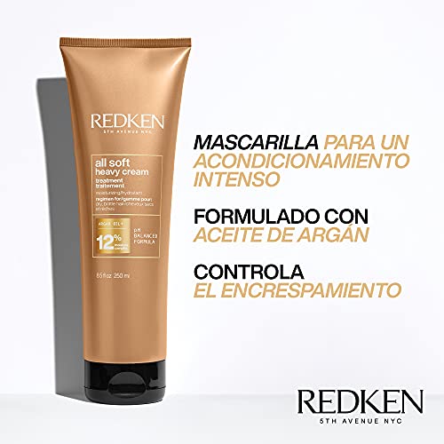 Redken | Mascarilla Hidratante, Tratamiento con Aceite de Argán para Cabello Seco y Frágil, All Soft, 250 ml