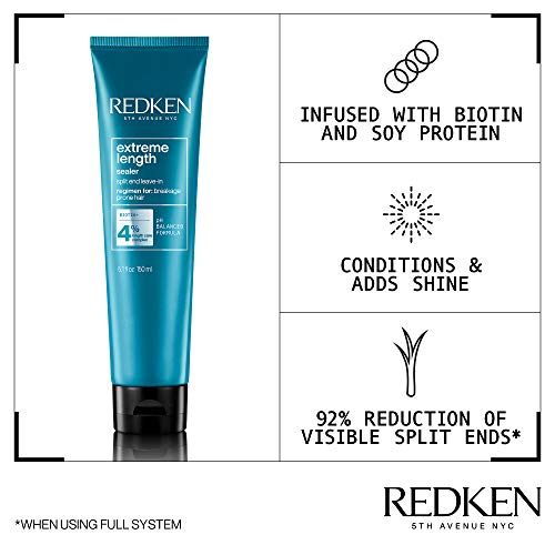 Redken | Tratamiento Sin Aclarado Fortalecedor con Biotina Para Cabello Dañado y Quebradizo, Extreme Length, 150 ml