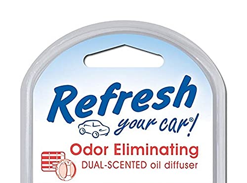 Refresh Your Car - Ambientador de Coche con Fragancia, Olor y Esencias Doble de Fresa y Limón. Ambientador con Difusor Doble de Combinación de Aromas.