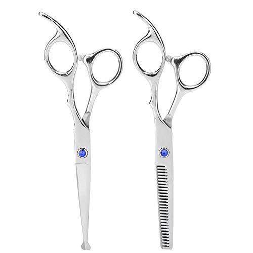 Regalo de verano Tijeras para adelgazar el cabello de aseo Tijeras de corte de pelo de bebé de acero inoxidable para peluquería de mascotas Uso diario en el hogar Peluquería(Blue screw)