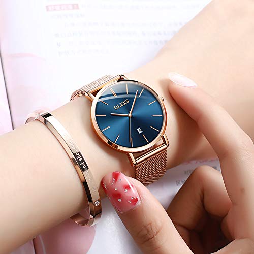 Reloj de Mujer Acero Inoxidable Impermeable Analogico Cuarzo Reloj Regalo Cumpleaños Mujer