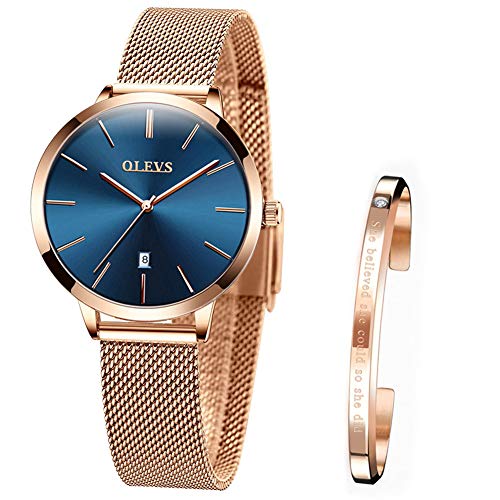 Reloj de Mujer Acero Inoxidable Impermeable Analogico Cuarzo Reloj Regalo Cumpleaños Mujer