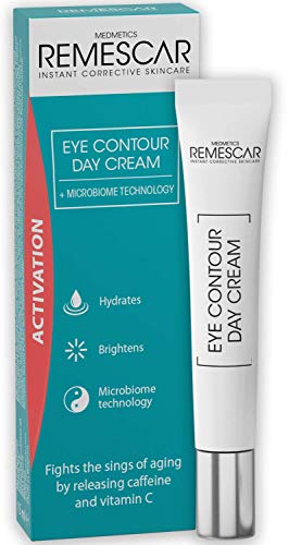 Remescar contorno de ojos Crema de día - Se ha añadido cafeína y vitamina C para reducir los signos del envejecimiento - Suave y dar brillo a la zona del ojo - microbioma Tecnología