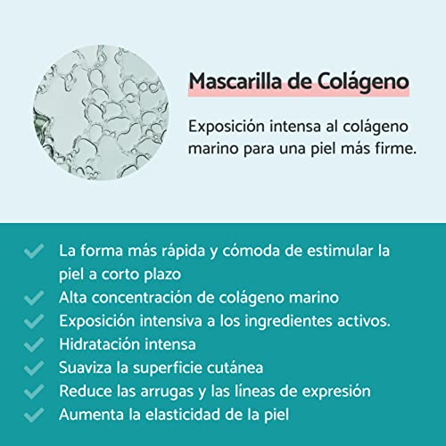 Remescar Mascarilla de Colágeno - Pack de 4 - Mascarilla de Hoja Facial para Mejorar la Hidratación de la Piel - Enriquecida con Colageno Marino - Antienvejecimiento y Rejuvenecimiento