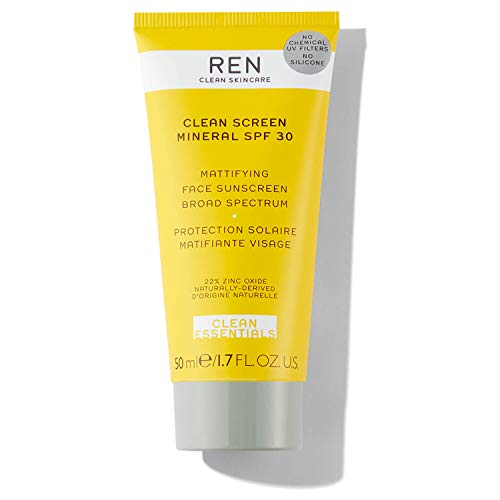 REN Clean Screen Mineral - Protector solar SPF30 para rostro, de amplio espectro (50 ml)