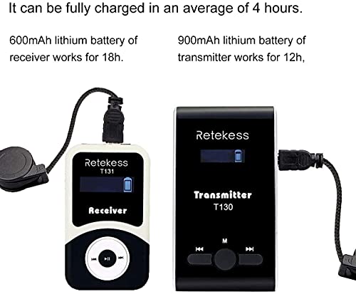 Retekess T130-T131 Tour Guide System 99 Canal 50m Sistema de Guía Turístico para Fábrica, Conferencias, Turismo, Logística, Gobierno(1 Transmisor 10 Receptores)