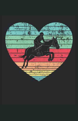 Retro Vintage Grunge Corazón Caballo Saltando Caballos: Cuaderno punteado, DIN A5 (13,97x21,59 cm), 120 páginas, papel color crema, cubierta mate