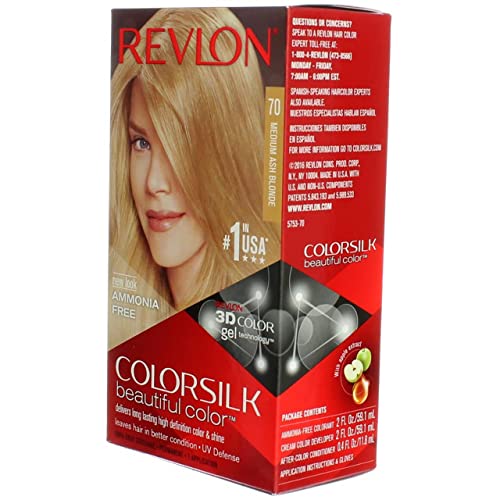 Revlon ColorSilk Tinte de Cabello Permanente Tono #70 Rubio Cenizo Medio