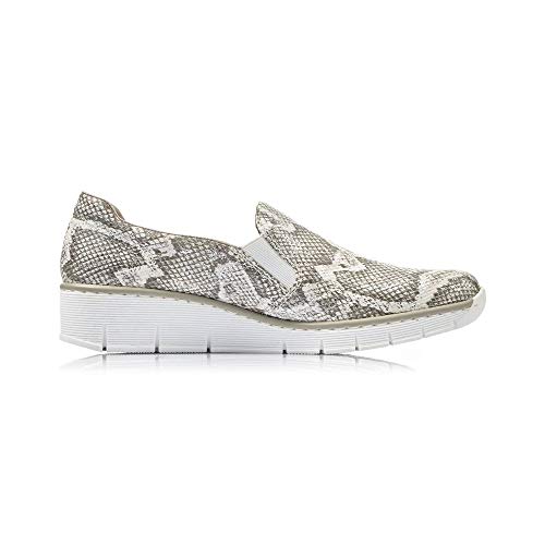 Rieker 53766-40 Grey Snake Skin Effect Womens Slip On Shoes EU 39