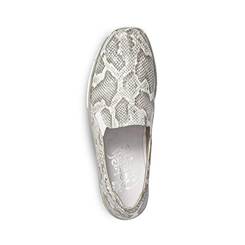 Rieker 53766-40 Grey Snake Skin Effect Womens Slip On Shoes EU 39