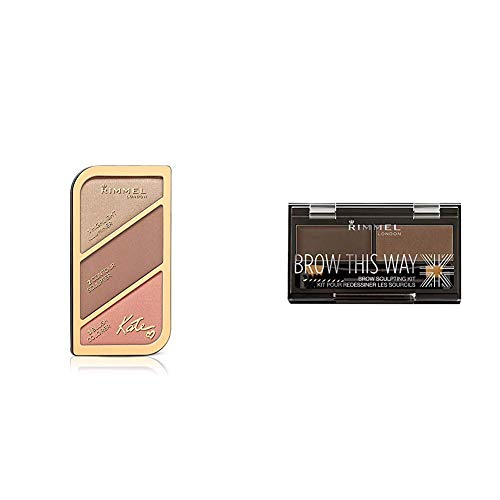 Rimmel London Kit Kate Sculpting Tono 003 Dark Brown + Kit de cejas brow this way Tono 3