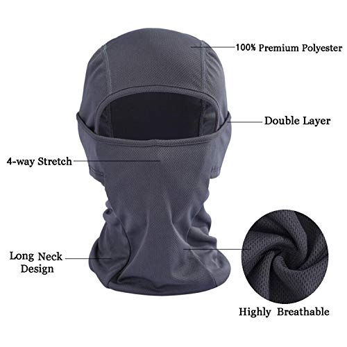 Rmeet Pasamontañas,Mascarilla Pasamontañas de Nylon a Prueba de Viento Unisex Hombres Mujeres Balaclava para Cabeza Al Aire Libre Casco de Motocicleta Ciclismo Esquí Deportes Gris