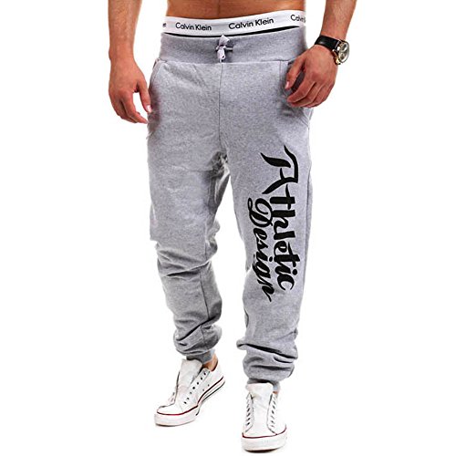 ROBO Hombre Pantalones Chandál Impresión de Letras Elástica Cintura Pants Trousers,EU 40-50