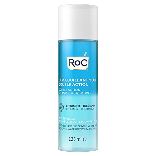 RoC - Desmaquillador de Ojos Doble Acción - Combinación de Agua y Aceite - Elimina el Maquillaje Impermeable - Minimiza los Riesgos de Alergia - 125 ml