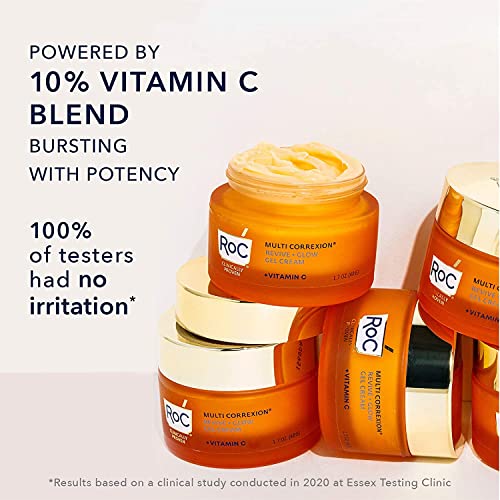RoC - Multi Correxion Revive + Glow Gel Crema Vitamina C - Antiarrugas y Envejecimiento - Hidratante Reafirmante - 50ml