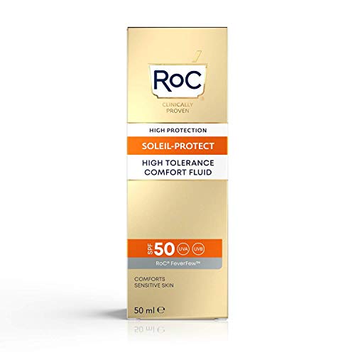 RoC - Soleil-Protect Fluido Confort de Alta Tolerancia SPF 50 - Crema Hidratante Facial - Protector Solar Hipoalergénico - Piel Sensible - 50 ml