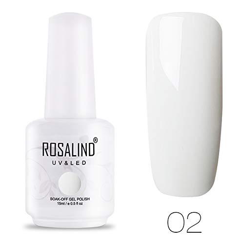 ROSALIND Esmalte Semipermanente Blanco y Negro Pintauñas 2pcs Kit de Esmaltes de Uñas 15ml