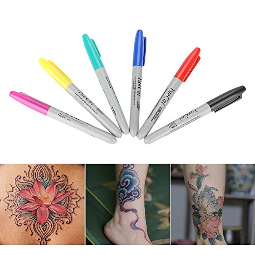 Rotulador de Tatuaje 6 Unids/set Tattoo Marker Pen Tattoo Skin Scribe Pen Tattoo Skin Marker Positioning Pen Maquillaje