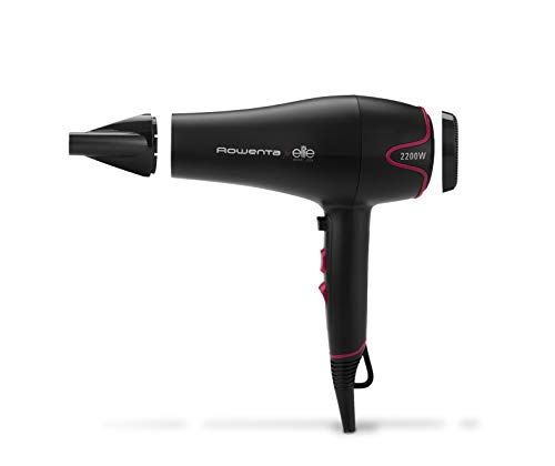 Rowenta Secador Motion Dry CV5712 - Secador de pelo de 2200 W, iónico, incluye boquilla concentrador y difusor, 6 ajustes de velocidad/temperatura, golpe aire frío , rejilla extraíble, secado rápido