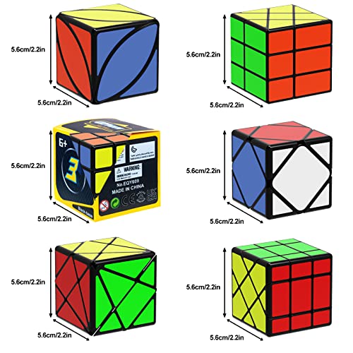 ROXENDA Cubos de Velocidad, [Paquete de 6] Speed Cube Set - Skew Axis Windmill Fisher Ivy 3x3x3 Speed Cube Smooth Magic Cubes Colección de Rompecabezas