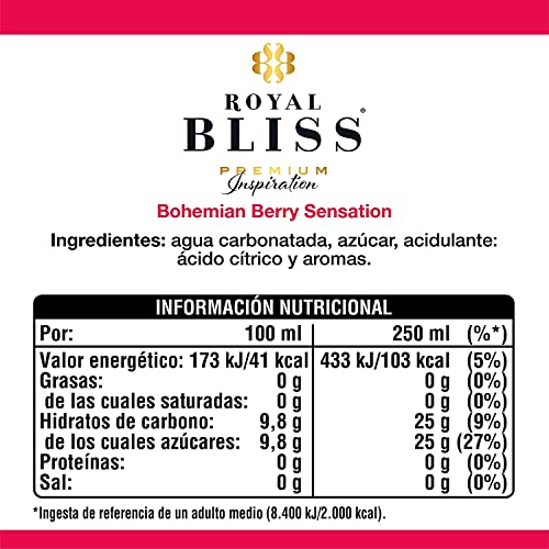 Royal Bliss Bohemian Berry Sensation - Tónica premium - Mixer Aromatico y Afrutado - Pack de 12 unidades de 250 Ml