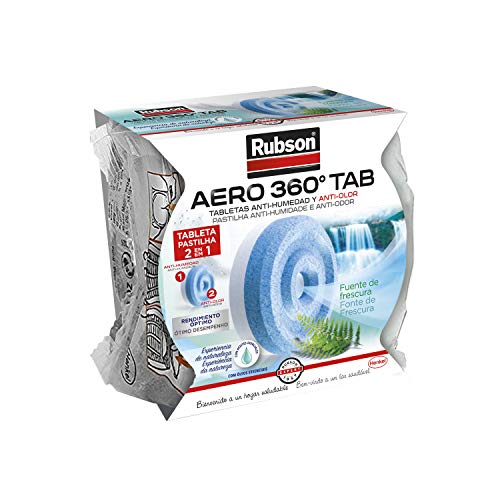 Rubson AERO 360º Recambios Frescura de Cascadas para deshumidificador, aromaterapia, neutralizador de olores ultraabsorbente, pastillas antihumedad, 450g