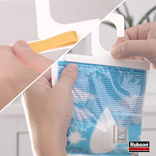 Rubson Minifresh, deshumidificador y ambientador de lavanda, bolsas deshumidificadoras en formato percha, absorbe olores 2 en 1 para hogar y oficina, 2 x 50 g, bolsita