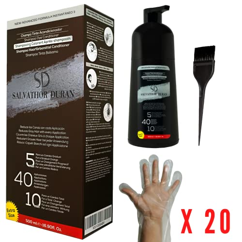 Salvathor Duran - 40 Aplicaciones - Tinte Para Canas y Barba Para Hombre - Resultado Natural - Cambio Gradual o Completo en la Primera Aplicación - 500 ml.