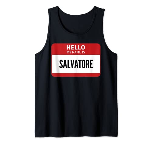 Salvatore Nombre Etiqueta, Hola Mi Nombre Es Salvatore Camiseta sin Mangas