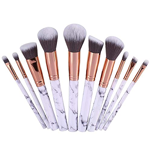 Samfox Makeup Brush, Foundation Eyebrow Eye Shadow Brush Concealer Blending Powder Makeup Brush Set(10pcs)