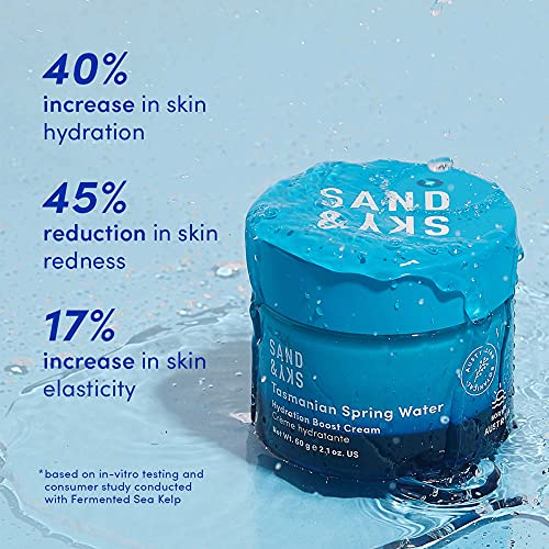 Sand & Sky - Crema Hydration Boost a base de agua de manantial de Tasmania - Hidratante con ácido hialurónico | Crema facial ligera para todo tipo de pieles (60 ml)