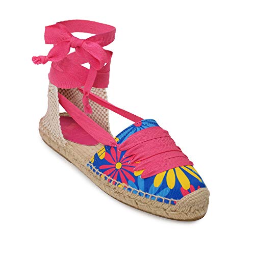 Sandalia Yute Mujer Azul Cinta Fucsia talla 38 2,15 cms