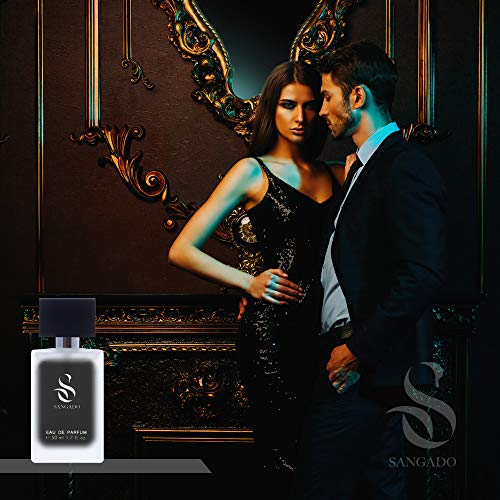 SANGADO Negro Exótico Perfume Unisex, Larga Duración de 8-10 horas, Olor Lujoso, Amaderada Aromática, Francesas Finas, Extra Concentrado (Eau de Parfum), Spray de 50 ml, Hipnótico, Un Gran Regalo