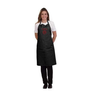 SAQUITOMAGICO Delantal Oficial Masterchef Personalizado con tu Nombre Bordado.Producto con Licencia Oficial (negro personalizado)