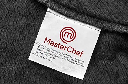 SAQUITOMAGICO Delantal Oficial Masterchef Personalizado con tu Nombre Bordado.Producto con Licencia Oficial (negro personalizado)