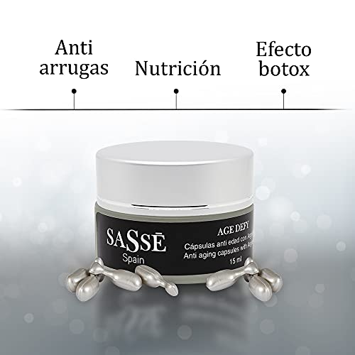 SASSÉ AGE DEFY, Cápsulas Anti Edad con Argineline. Antiarrugas, Antiedad, Efecto Botox. Producto Vegano. SASSE. Cosmética Natural fabricada en España. Premios Innovación, Trayectoria e I+D