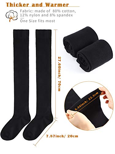 SATINIOR 3 Pares de Calcetines por Encima de la Rodilla Calcetines Altos hasta el Muslo de Algodón Medias de Arranque Largas de Punto, Negro