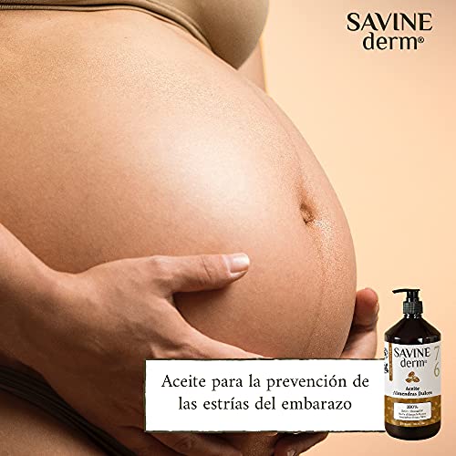 SAVINE DERM ACEITE DE ALMENDRAS DULCES PREMIUM Antiestrías para Embarazadas - 100% PURO y NATURAL/Previene las Estrías del Embarazo y Cicatrices/ Prensado Frío | Pieles secas y sensibles