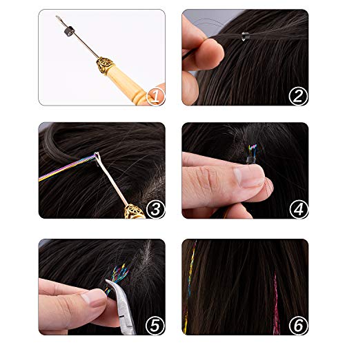 SAVITA 12 Colores 2400 Hebras Extensiones de Cabello con Herramientas Postizos para Mujeres Niñas Niños Extensiones de Cabello Artículos para Fiestas