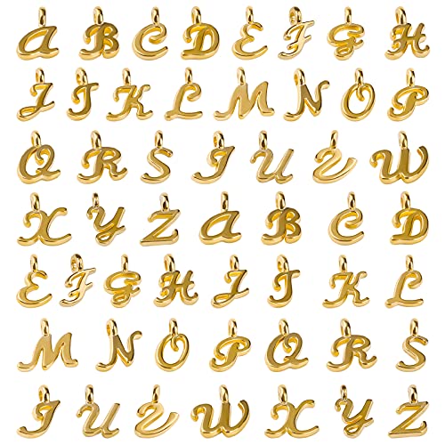 SAVITA 130 piezas Abalorios de Letras ABC Mini Alfabeto A-Z Aleación de Zinc Pulsera Collar Colgantes para Fabricación de Joyas DIY (Oro)