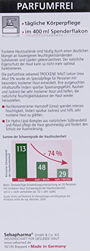 Sebamed Loción de urea Akut 5% sin perfume, 400 ml, loción hidratante con aceite de almendras dulces, para hombres y mujeres, alivia notablemente el picor y ayuda a suavizar la piel muy seca.